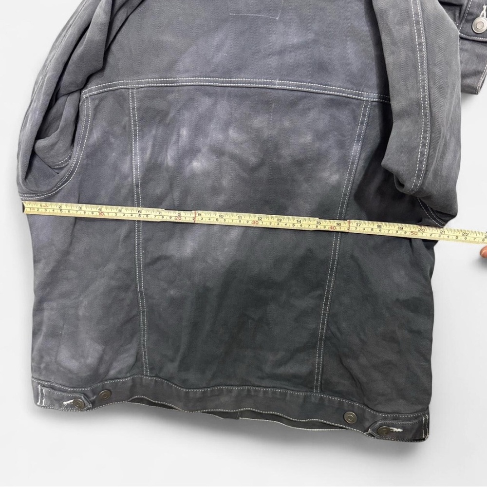 Y2K Goth Grunge Acid Wash Black Cotton Blend Streetwear Trucker Jacket XXL - Picture 4 of 10